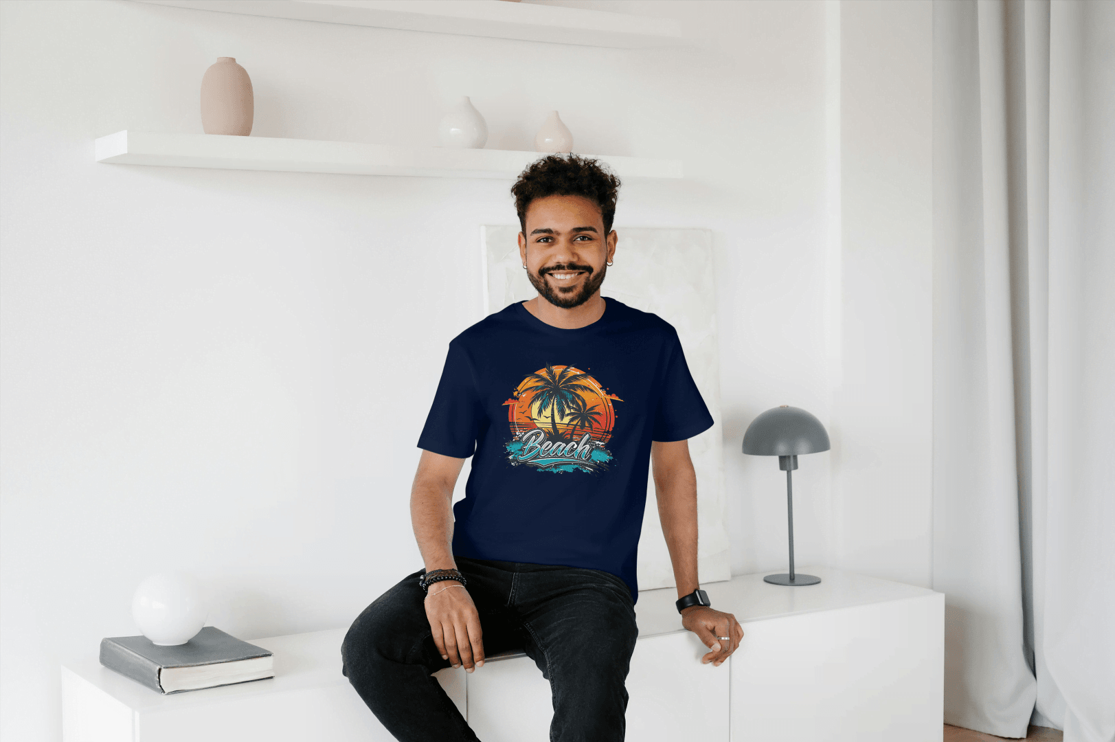 Beach Sunset Palm Tree: Tropical Summer Vibes Tee - Essentia Attire
