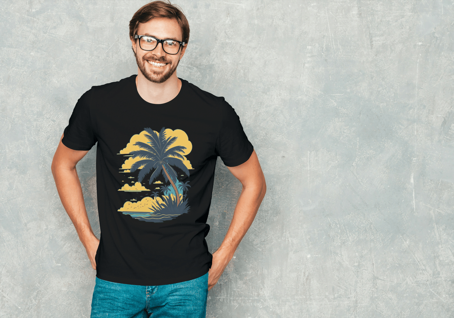 Tropical Palm Tree Beach: Summer Island Vibes Tee - Essentia Attire