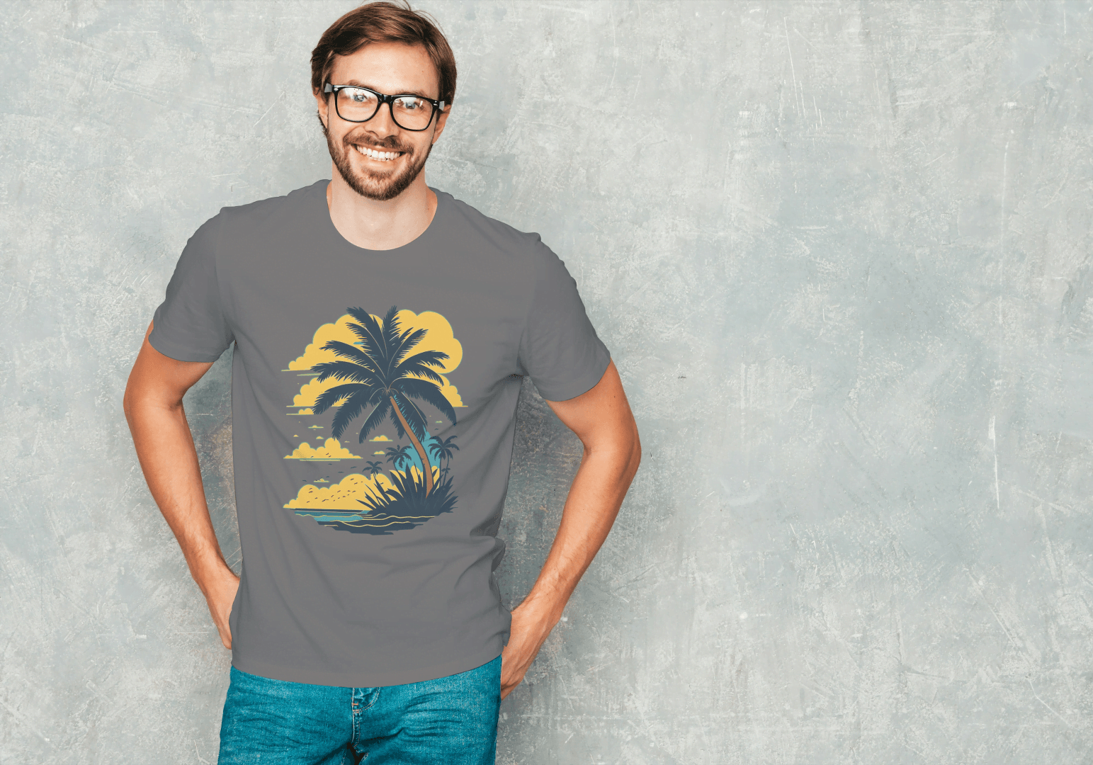 Tropical Palm Tree Beach: Summer Island Vibes Tee - Essentia Attire