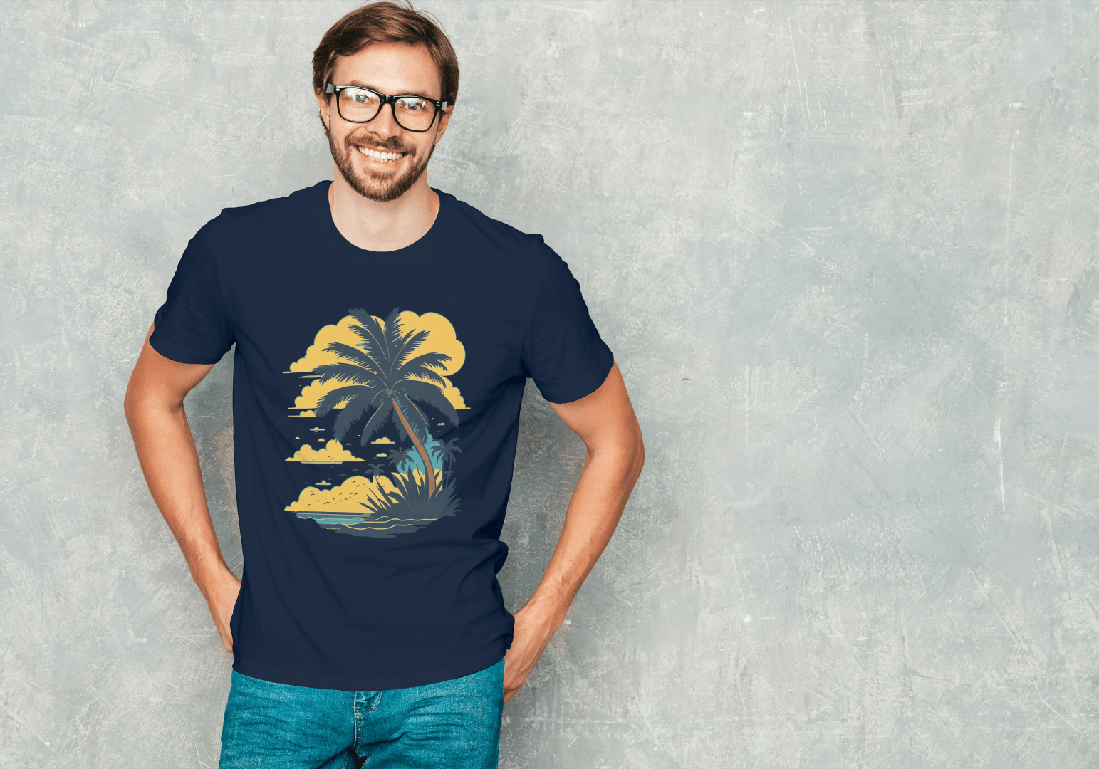 Tropical Palm Tree Beach: Summer Island Vibes Tee - Essentia Attire