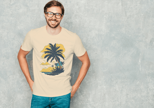 Tropical Palm Tree Beach: Summer Island Vibes Tee - Essentia Attire