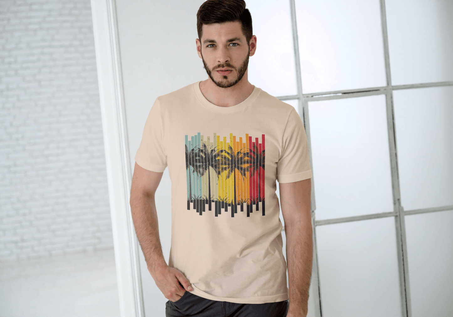 Tropical Palm Tree Beach: Summer Island Vibes Tee - Essentia Attire