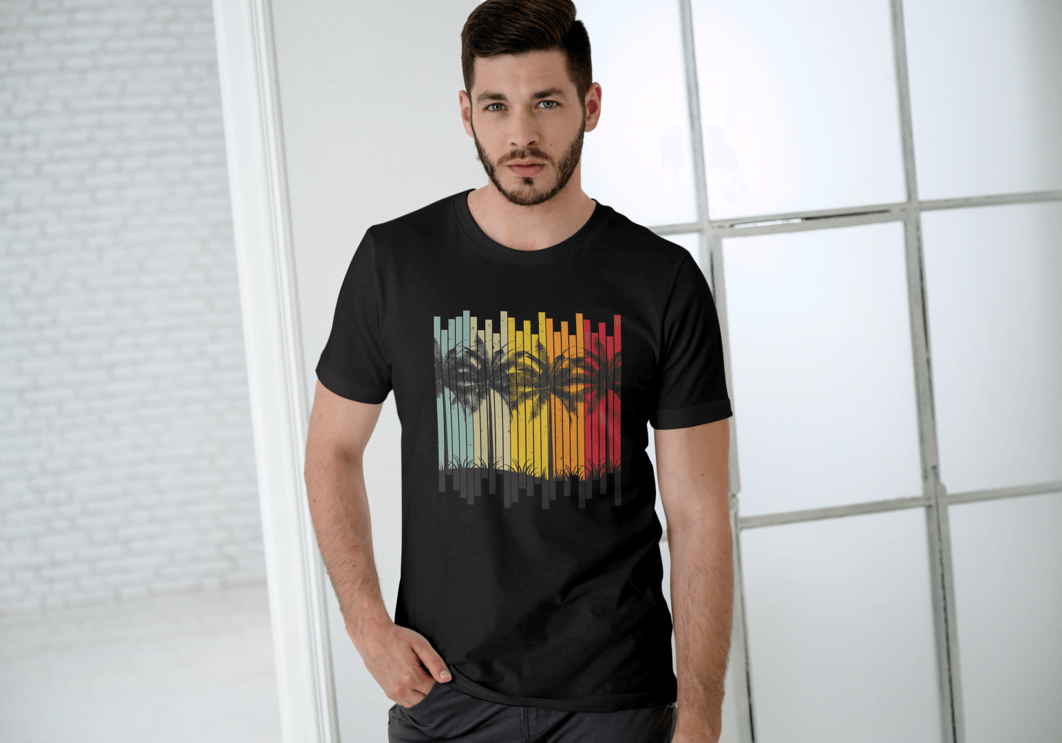 Tropical Palm Tree Beach: Summer Island Vibes Tee - Essentia Attire