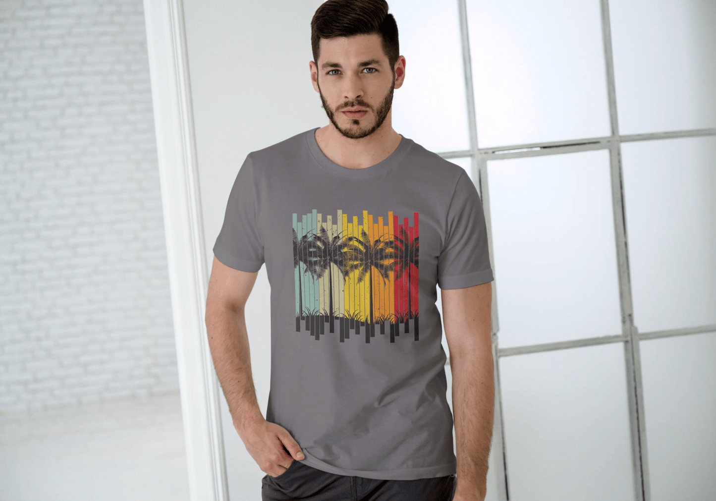 Tropical Palm Tree Beach: Summer Island Vibes Tee - Essentia Attire
