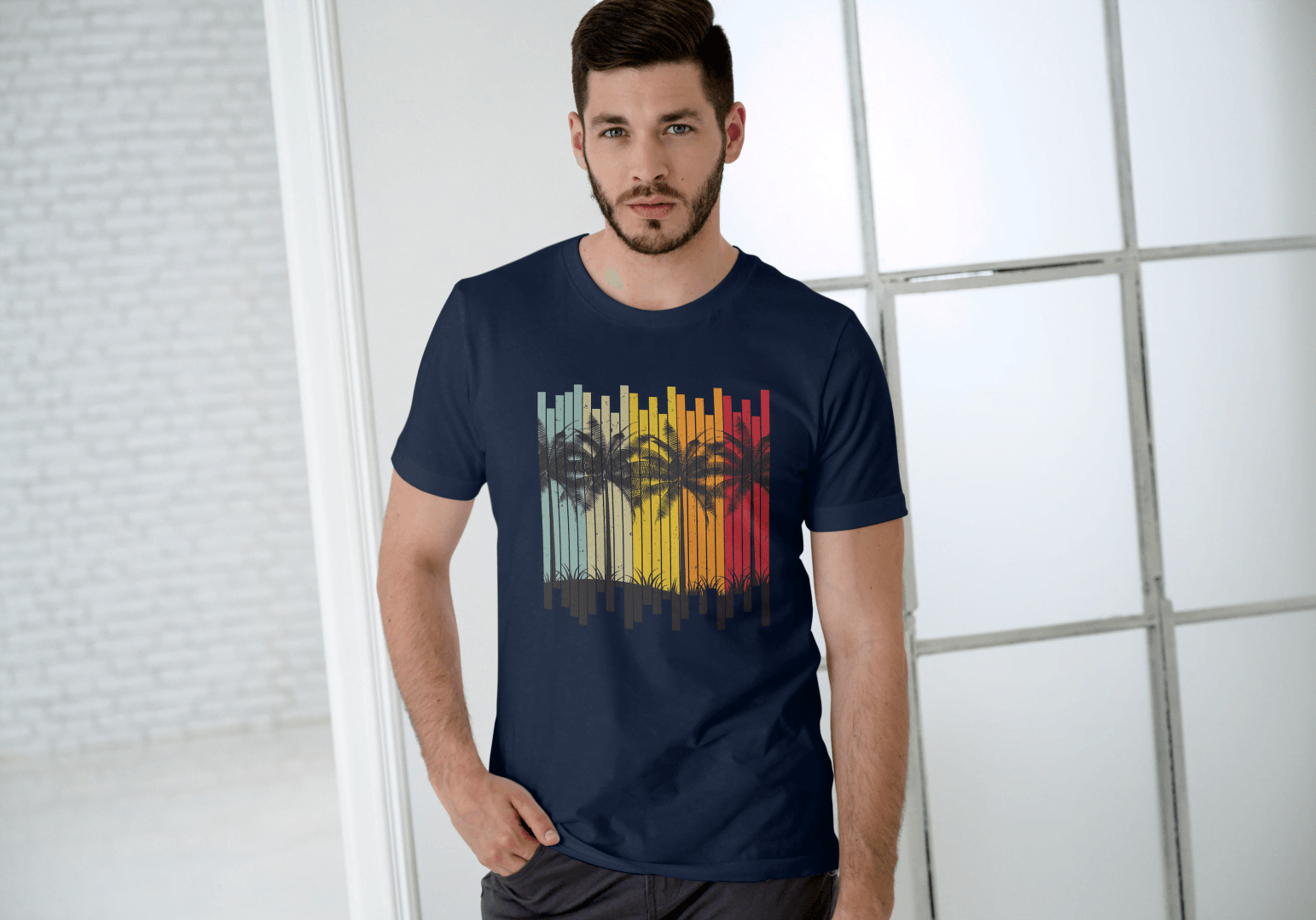 Tropical Palm Tree Beach: Summer Island Vibes Tee - Essentia Attire