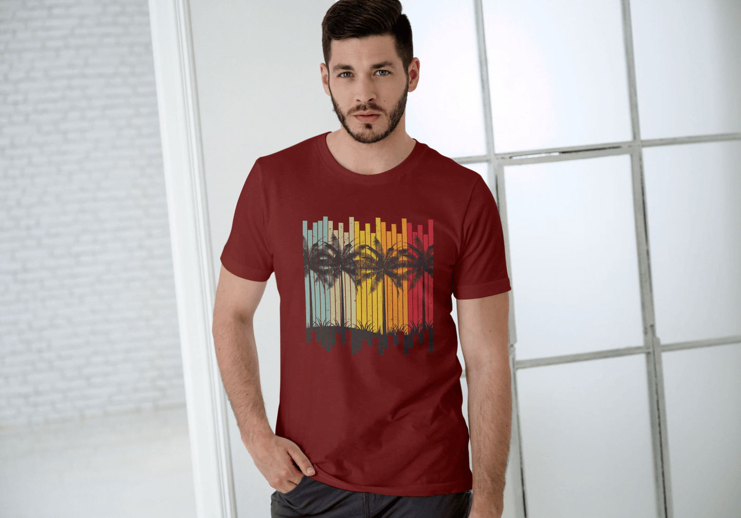 Tropical Palm Tree Beach: Summer Island Vibes Tee - Essentia Attire