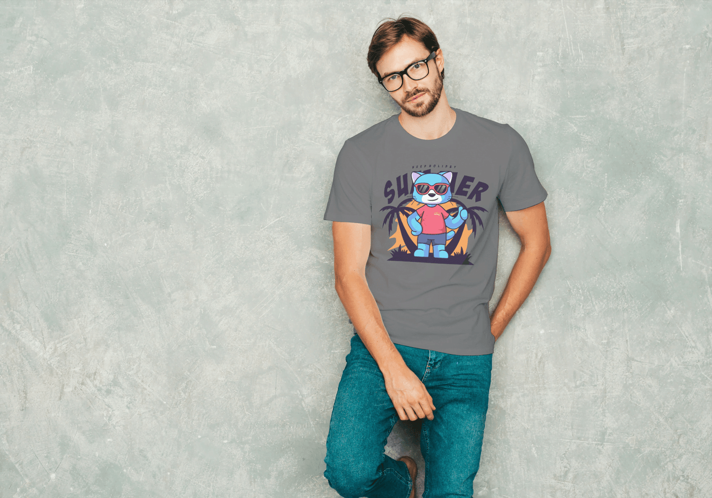 Keep Holiday Summer Cat: Funny Beach Vibes Tee - Essentia Attire