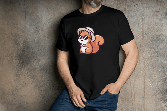 Cute Squirrel with Hat & Sunglasses: Summer Animal Tee - Essentia Attire
