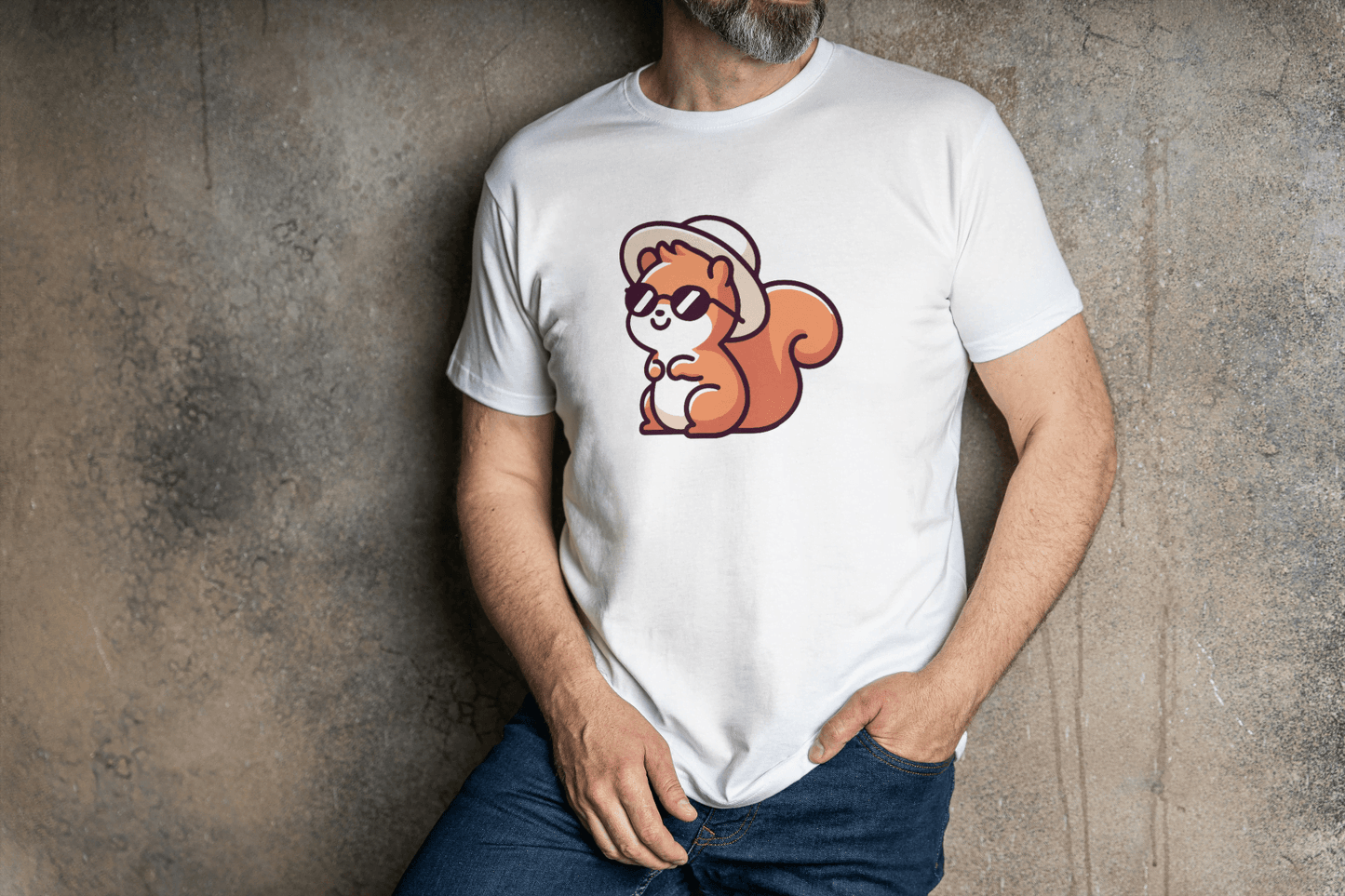 Cute Squirrel with Hat & Sunglasses: Summer Animal Tee - Essentia Attire
