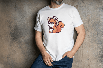 Cute Squirrel with Hat & Sunglasses: Summer Animal Tee - Essentia Attire
