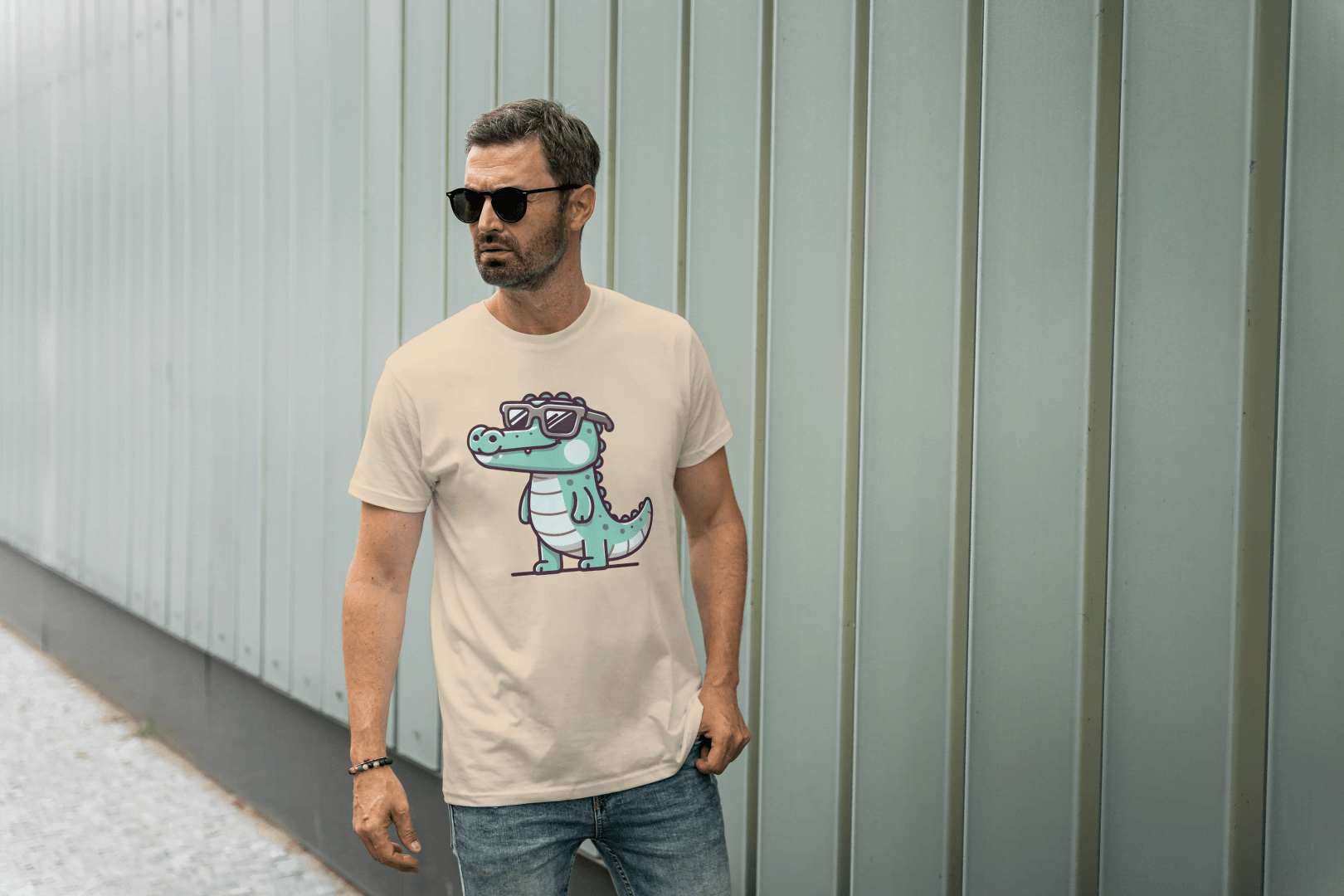 Cute Crocodile Sunglasses: Cartoon Alligator Tee - Essentia Attire