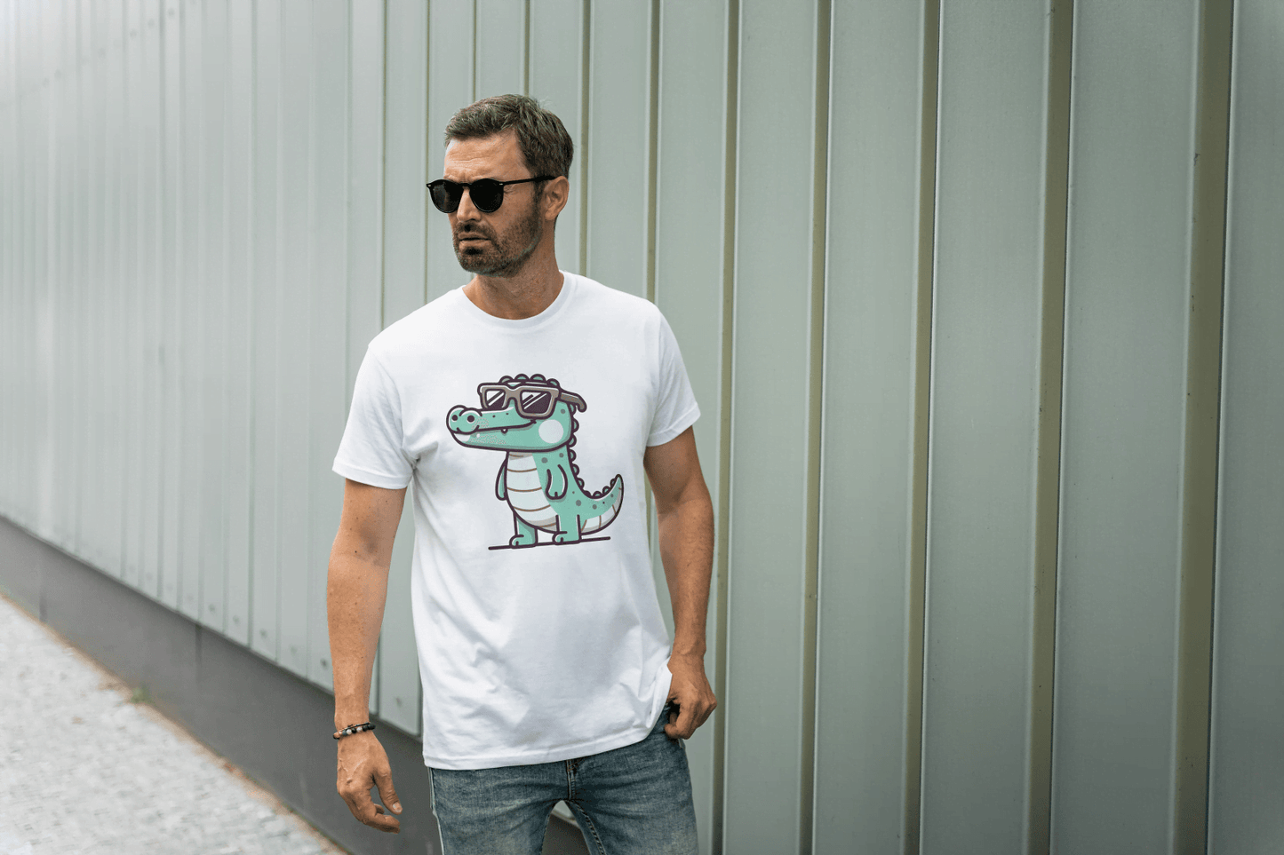 Cute Crocodile Sunglasses: Cartoon Alligator Tee - Essentia Attire