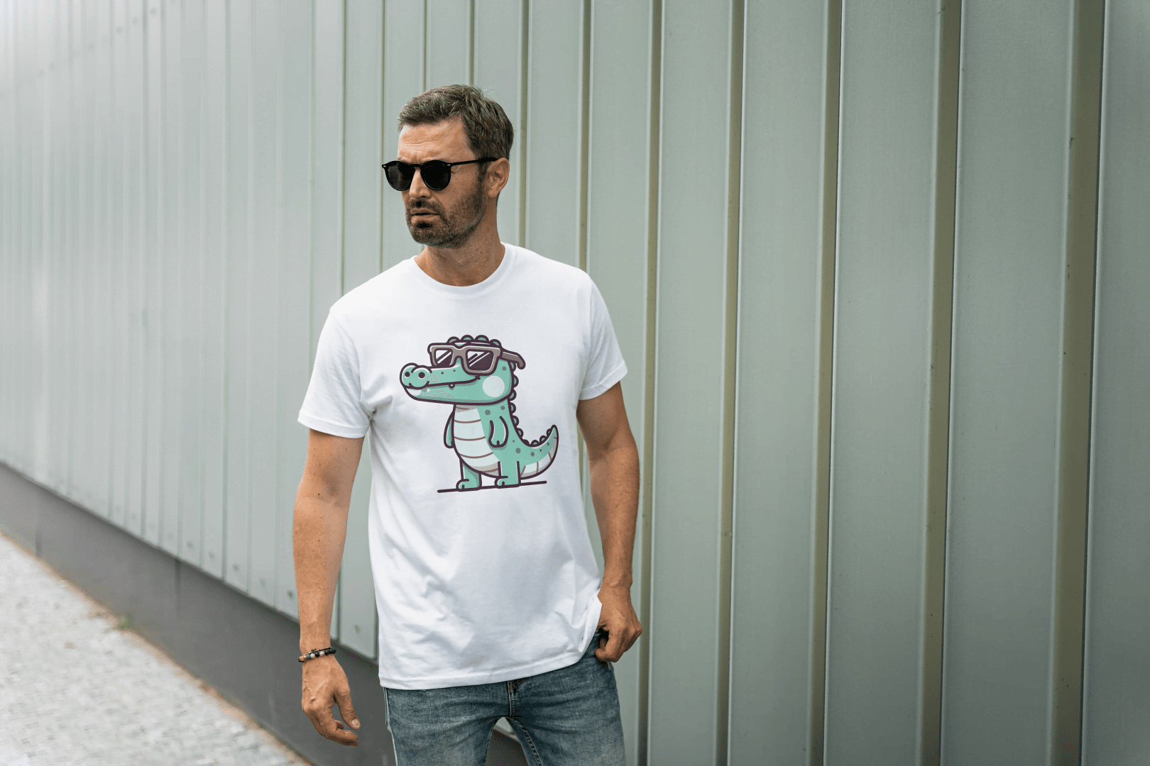 Cute Crocodile Sunglasses: Cartoon Alligator Tee - Essentia Attire