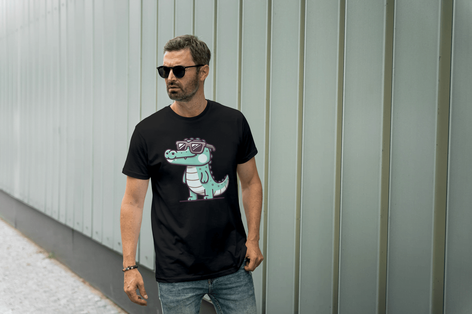 Cute Crocodile Sunglasses: Cartoon Alligator Tee - Essentia Attire