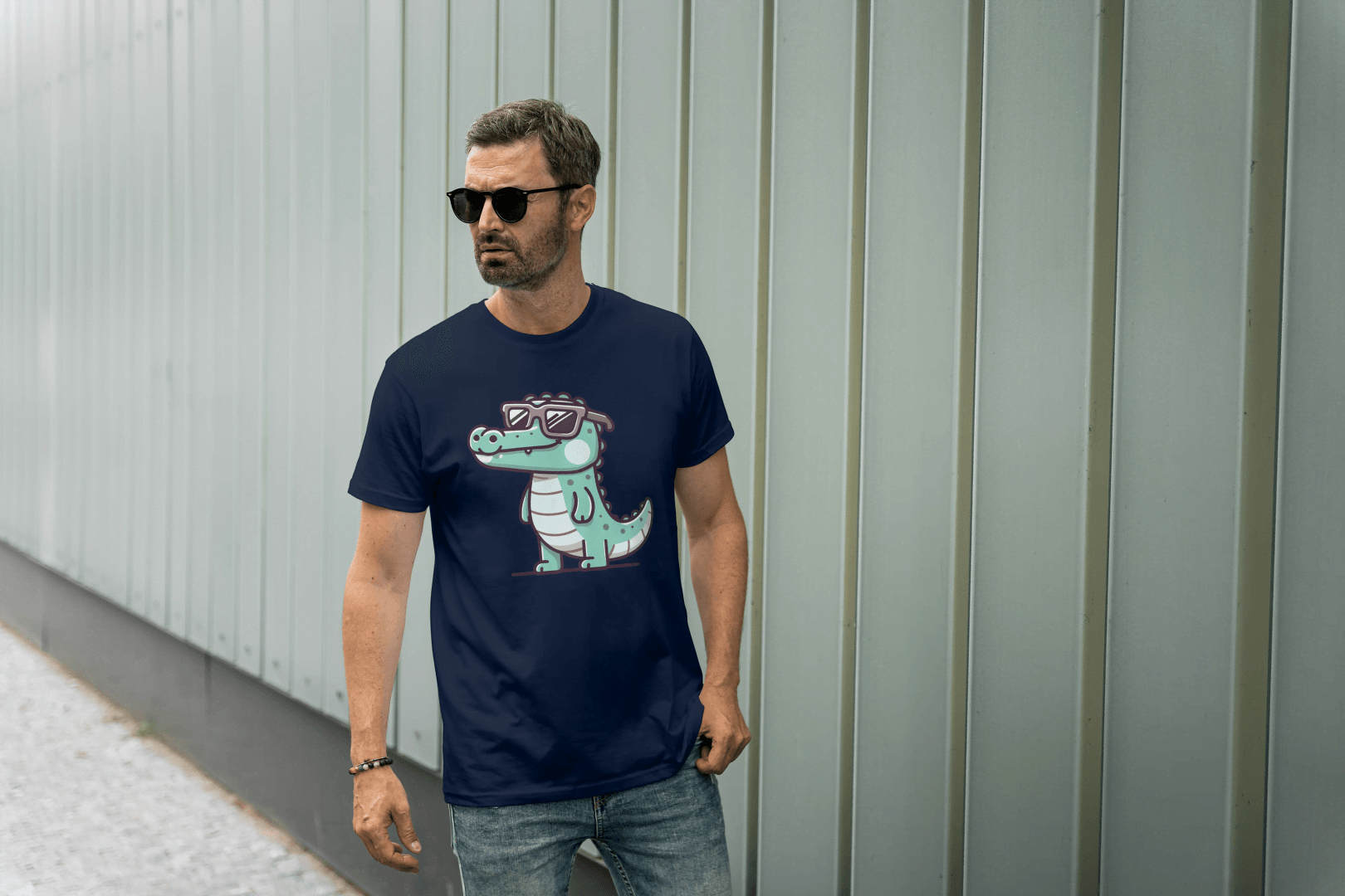 Cute Crocodile Sunglasses: Cartoon Alligator Tee - Essentia Attire