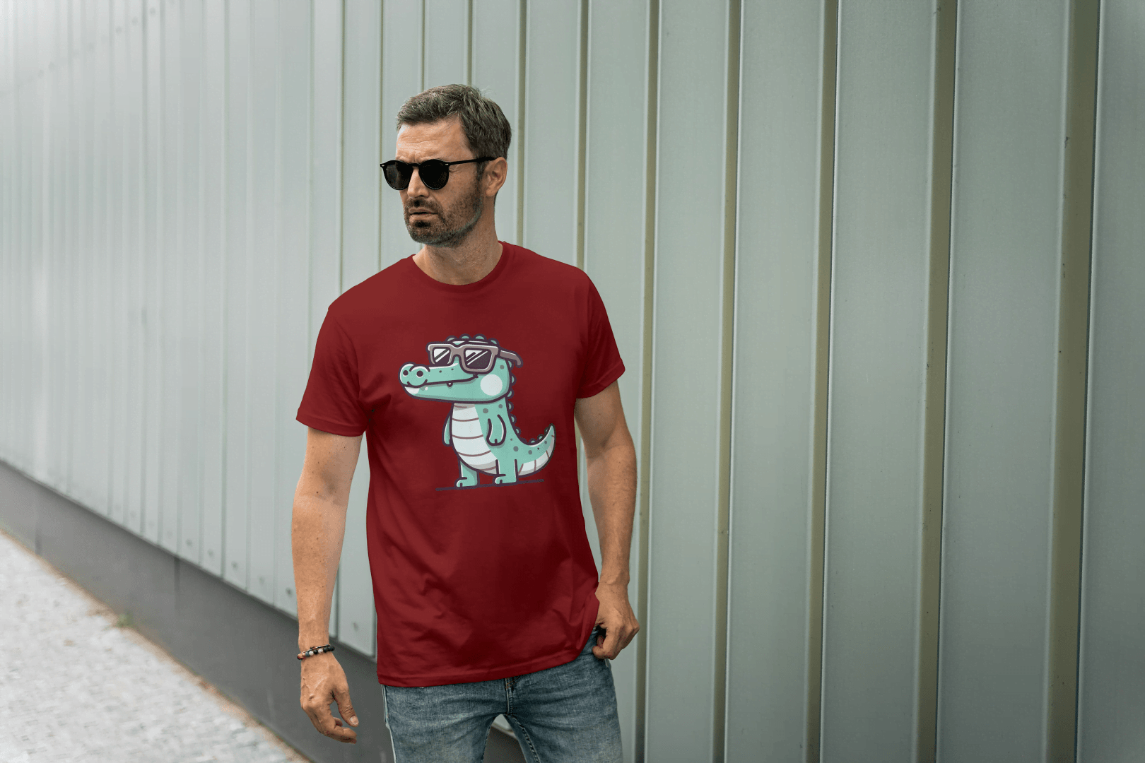 Cute Crocodile Sunglasses: Cartoon Alligator Tee - Essentia Attire
