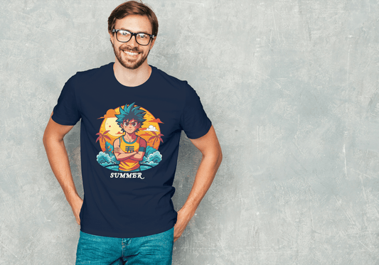 Anime Summer Beach: Manga Style Vacation Tee - Essentia Attire
