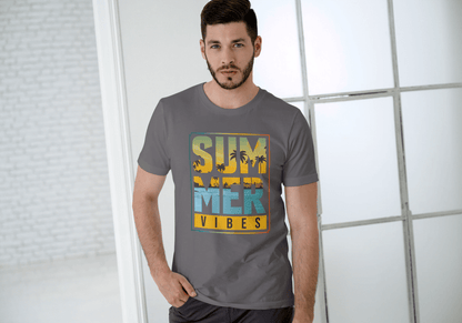 SUMMER VIBES Palm Tree Sunset: Beach Landscape Tee - Essentia Attire