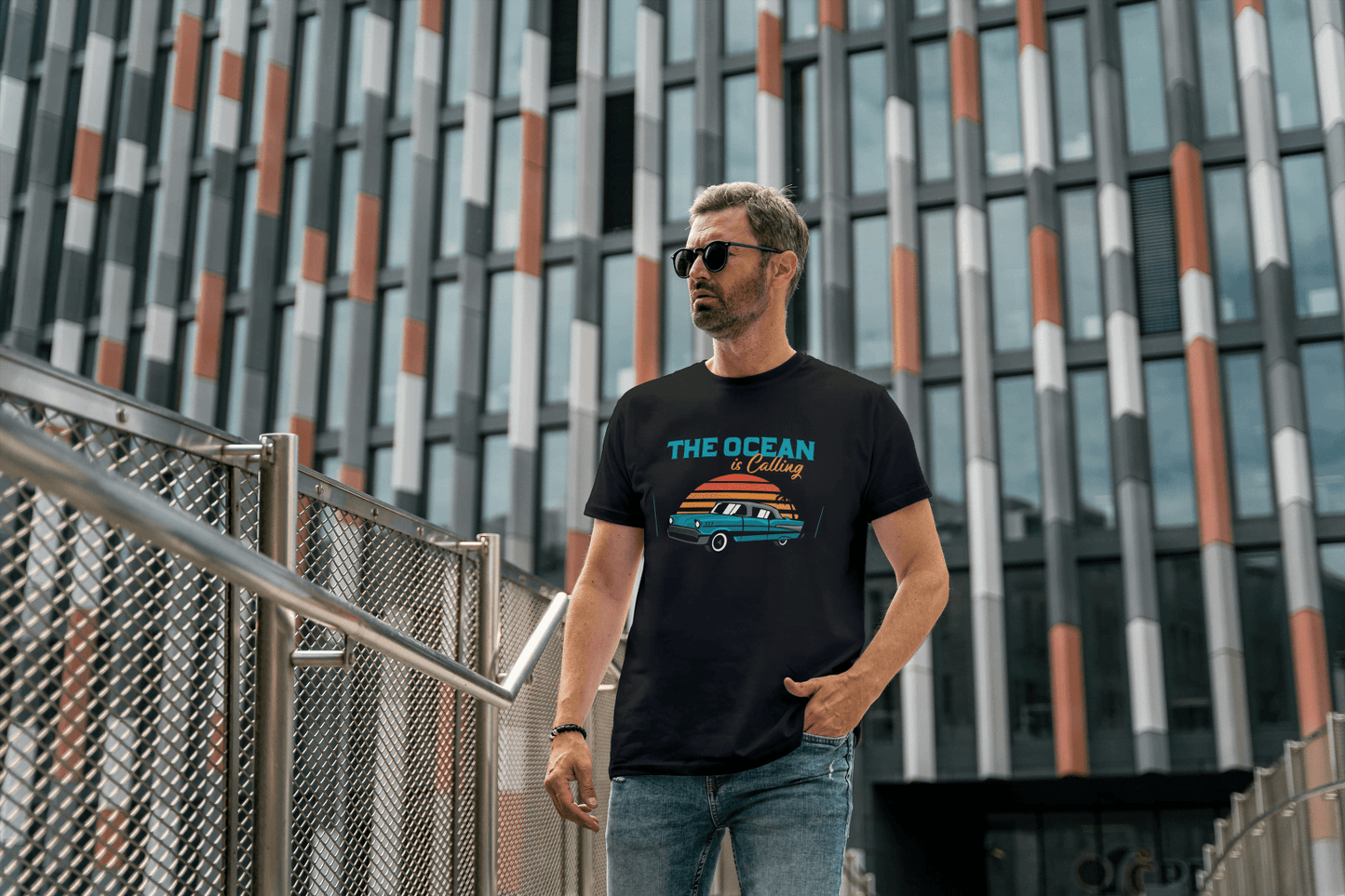 Ocean is Calling Vintage Car: Surf & Beach Life Tee - Essentia Attire