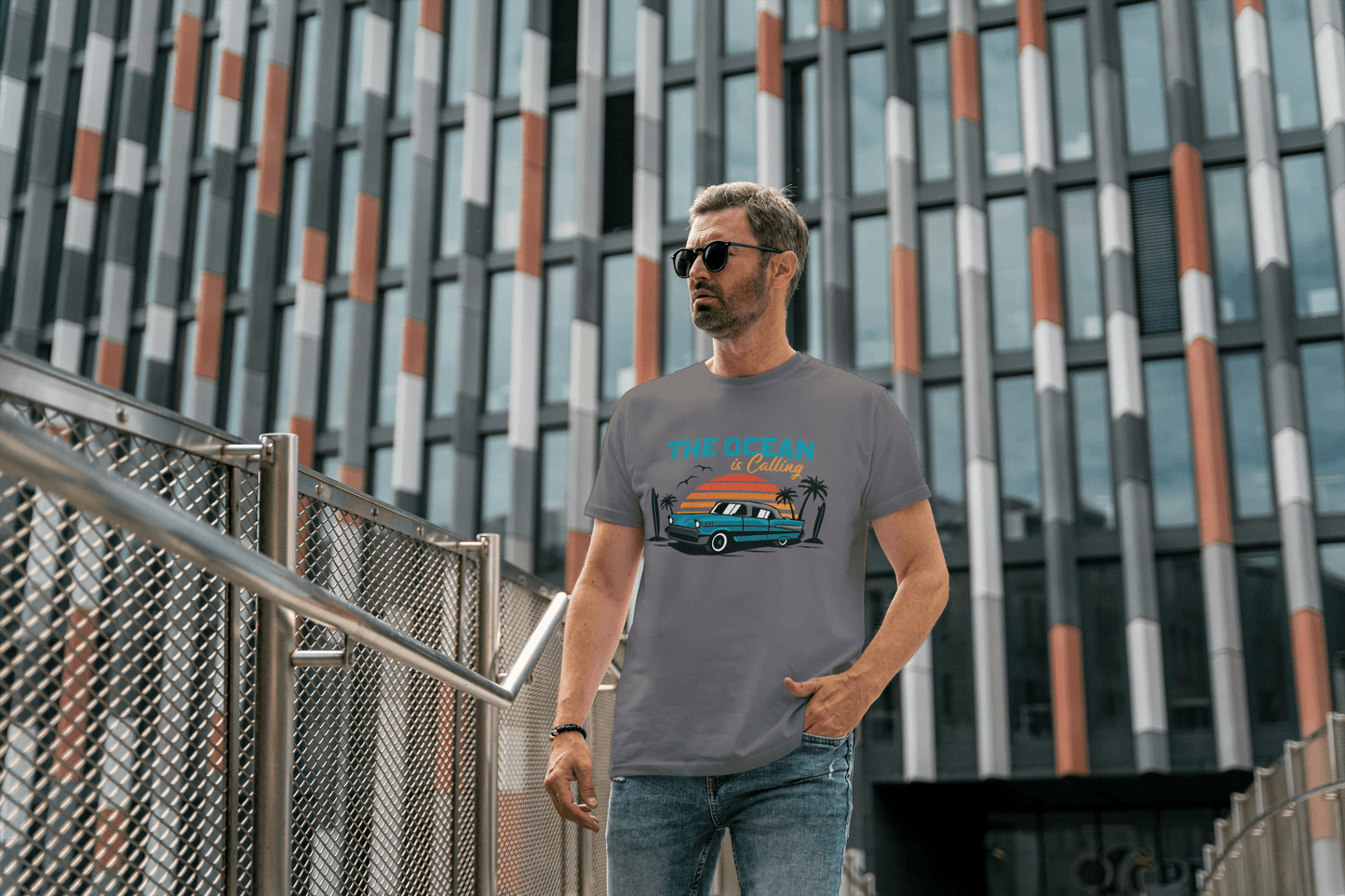 Ocean is Calling Vintage Car: Surf & Beach Life Tee - Essentia Attire