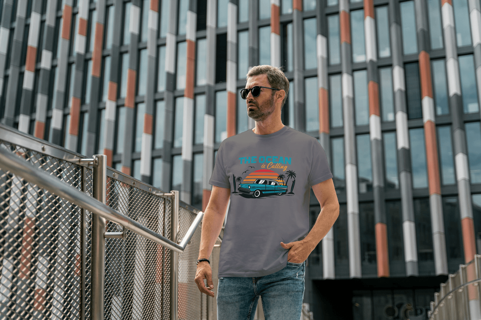 Ocean is Calling Vintage Car: Surf & Beach Life Tee - Essentia Attire