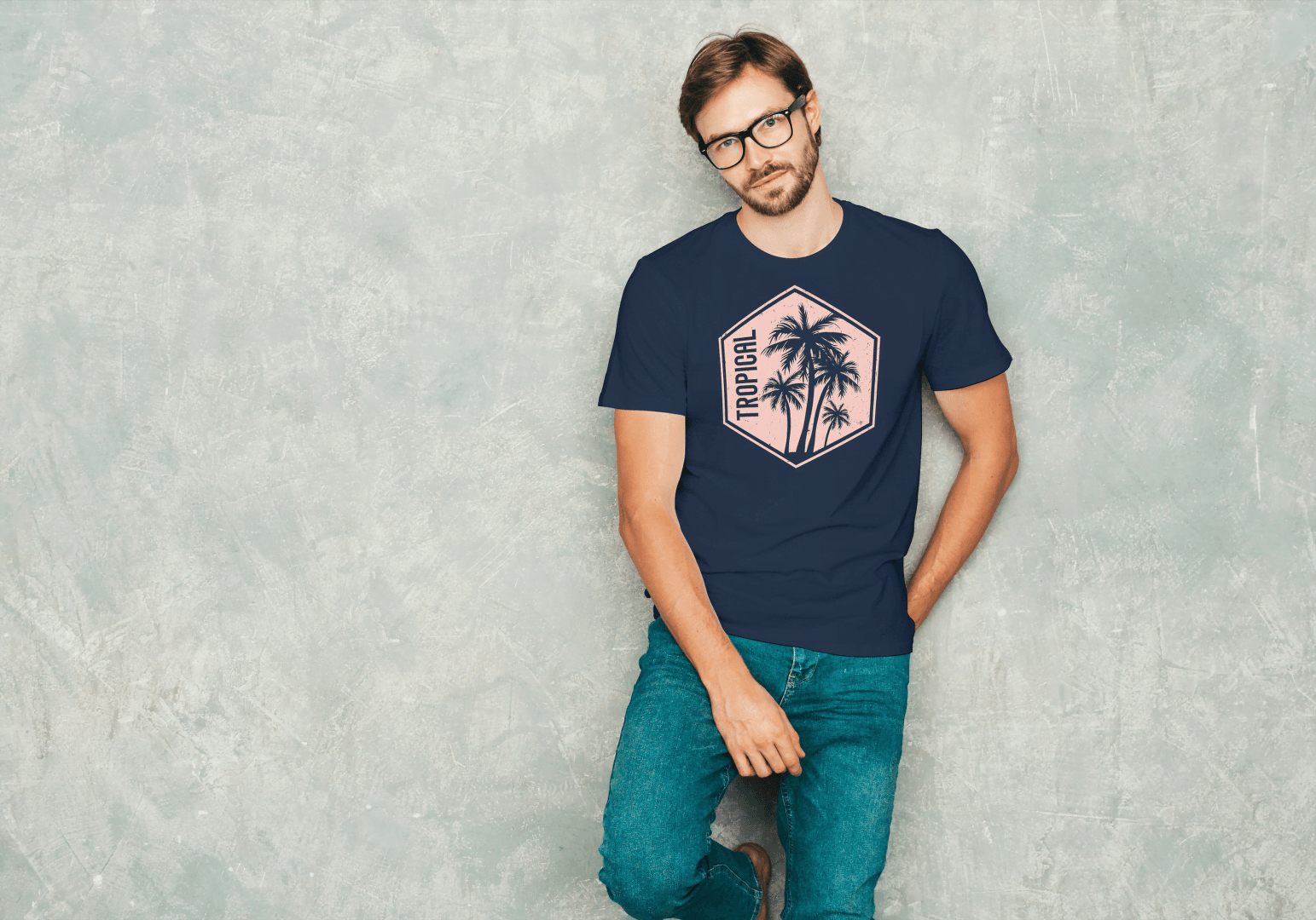 Tropical Palm Tree Hexagon: Minimalist Beach Vibes Tee - Essentia Attire