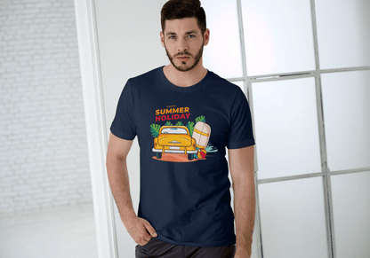 Happy Summer Holiday Classic Car: Retro Beach Surf Tee - Essentia Attire