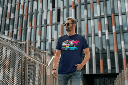 1969 Muscle Car Beach Sunset: Retro Vaporwave Tee - Essentia Attire