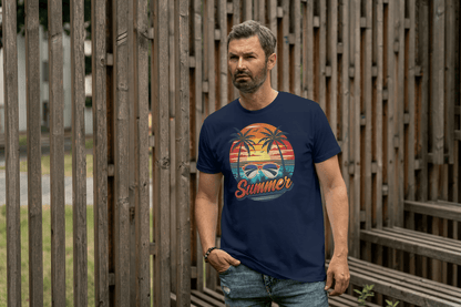 Summer Sunset Palm Tree & Sunglasses: Beach Vibes Tee - Essentia Attire