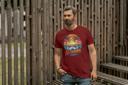 Summer Sunset Palm Tree & Sunglasses: Beach Vibes Tee - Essentia Attire