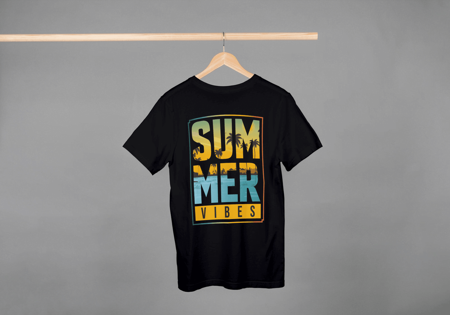 SUMMER VIBES Palm Tree Sunset: Beach Landscape Tee - Essentia Attire