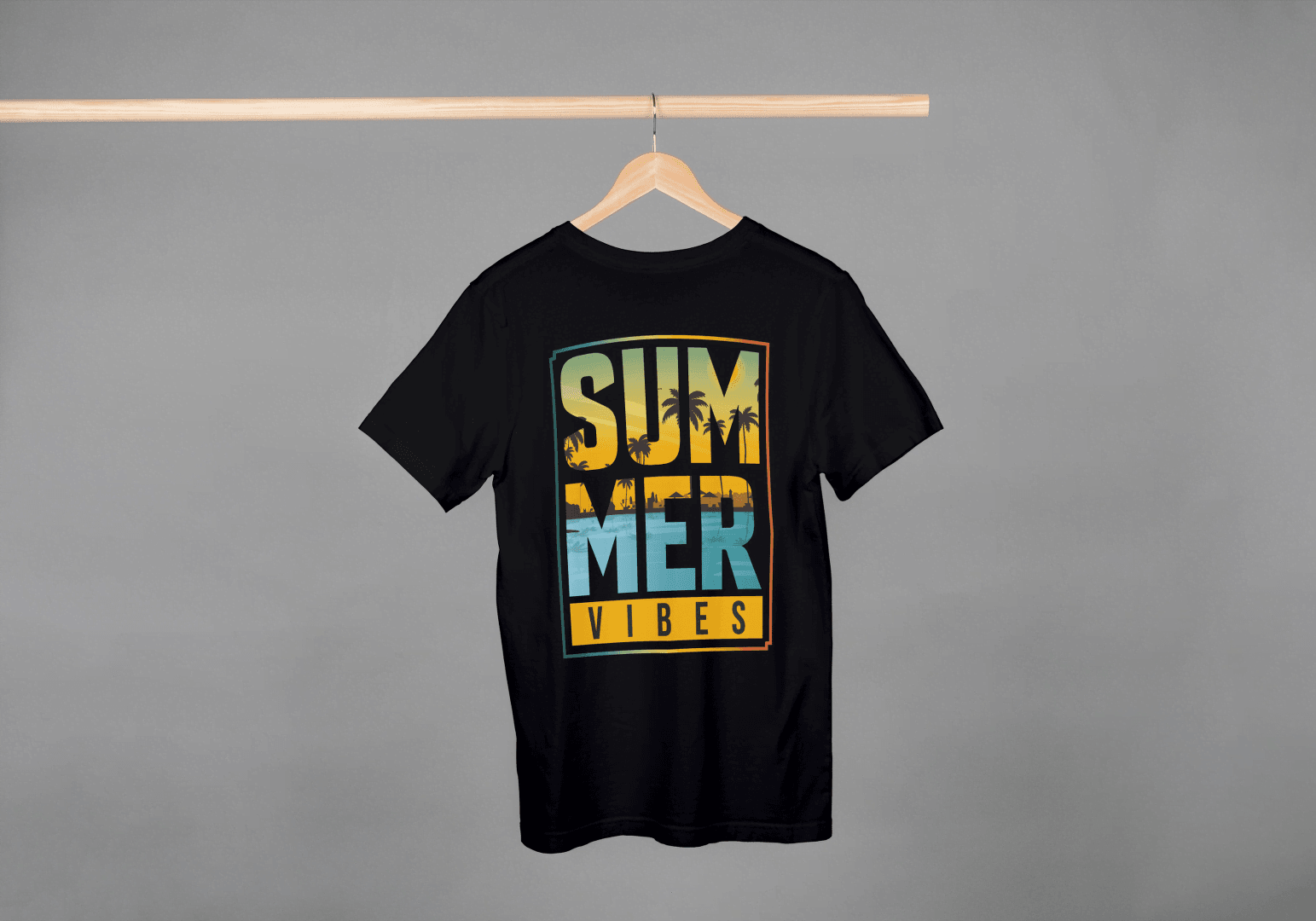SUMMER VIBES Palm Tree Sunset: Beach Landscape Tee - Essentia Attire