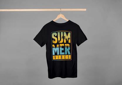 SUMMER VIBES Palm Tree Sunset: Beach Landscape Tee - Essentia Attire