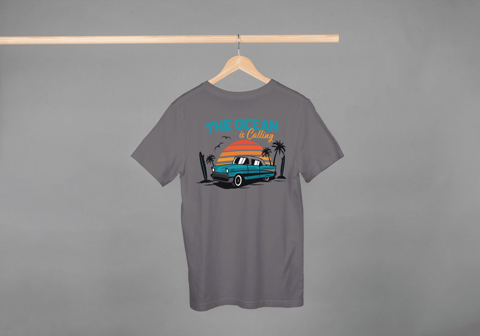Ocean is Calling Vintage Car: Surf & Beach Life Tee - Essentia Attire