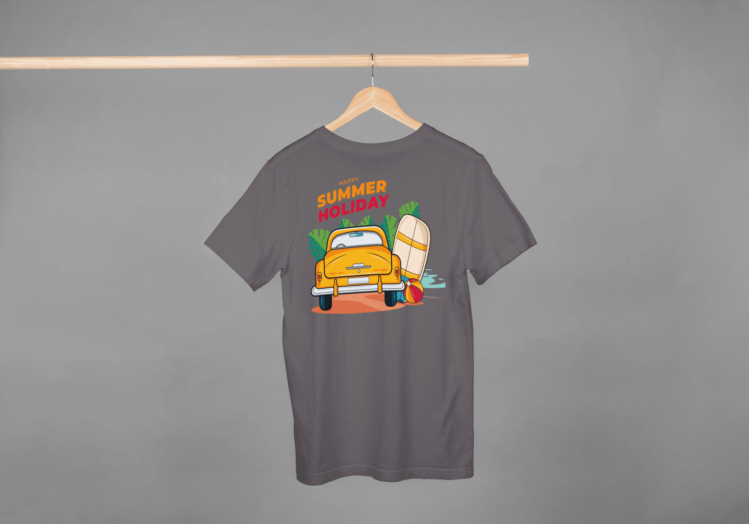 Happy Summer Holiday Classic Car: Retro Beach Surf Tee - Essentia Attire