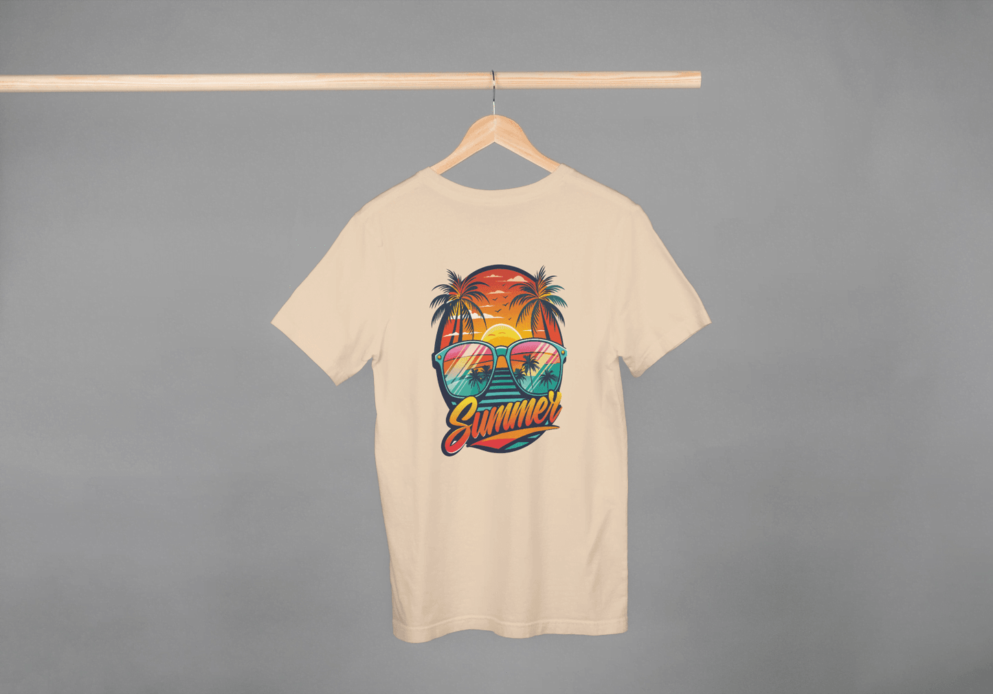 Summer Sunset Palm Tree & Sunglasses: Beach Vibes Tee - Essentia Attire
