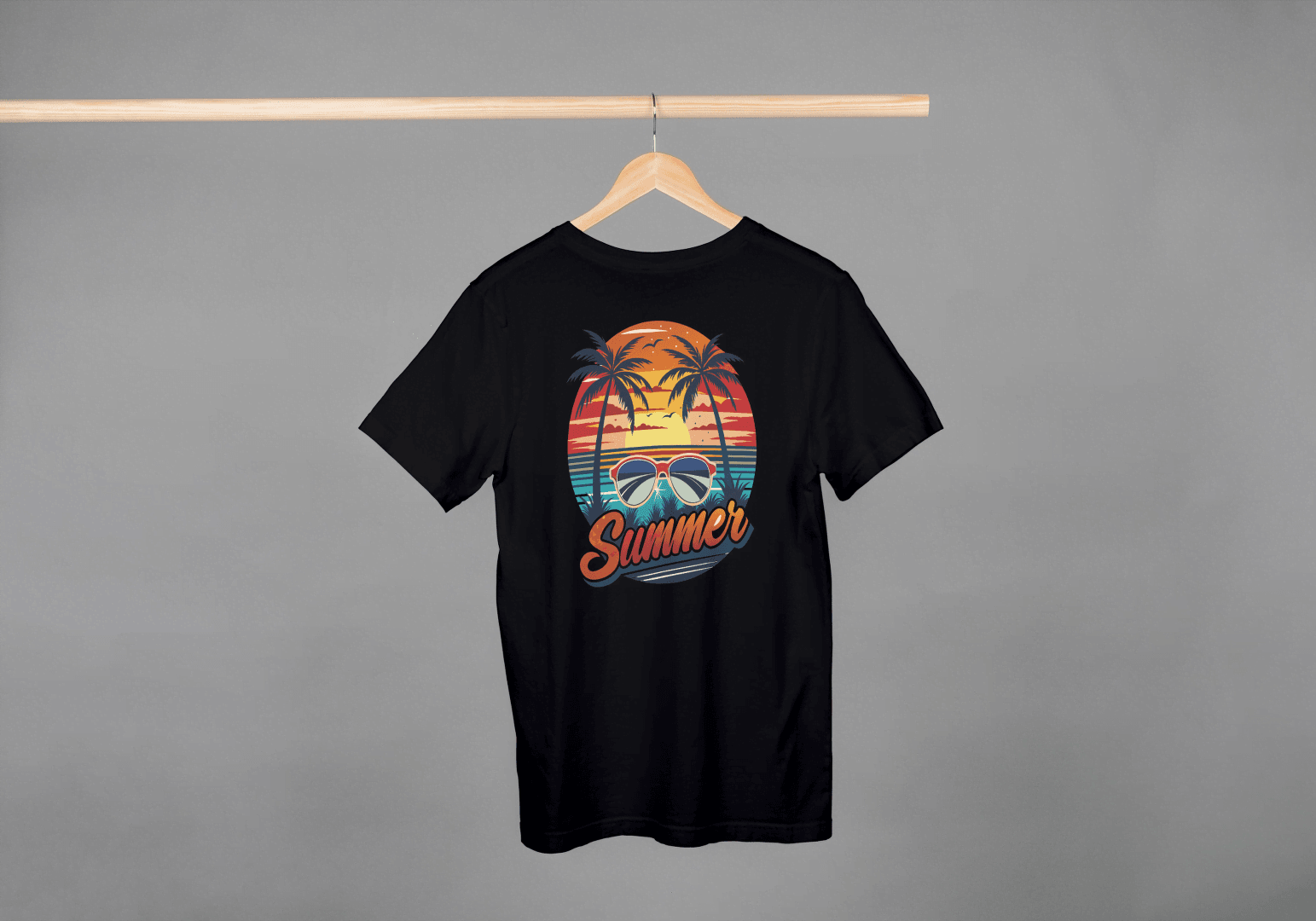Summer Sunset Palm Tree & Sunglasses: Beach Vibes Tee - Essentia Attire