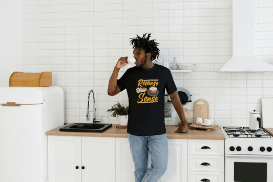 Release Your Sense Coffee Tee: Relaxing Brew Graphic Tee - Essentia Attire