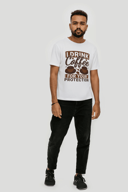 I Drink Coffee For Your Protection: Funny Coffee Lover Tee - Essentia Attire