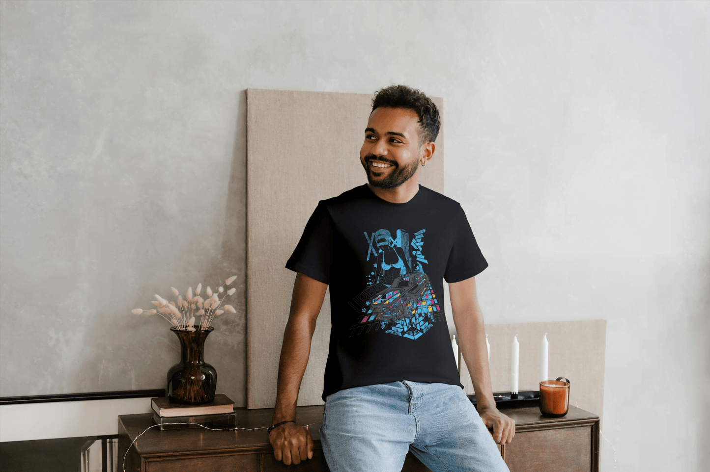 Cyberpunk Dynamic Car: Futuristic Graphic Tee - Essentia Attire