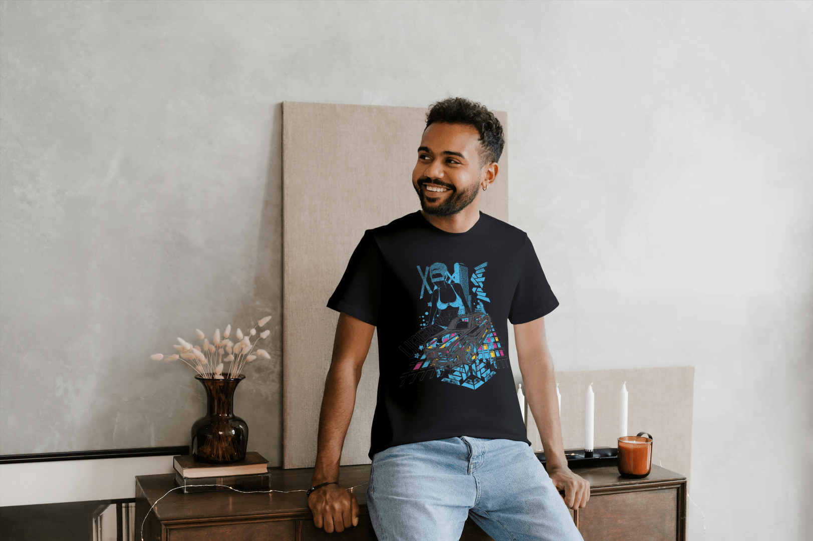 Cyberpunk Dynamic Car: Futuristic Graphic Tee - Essentia Attire