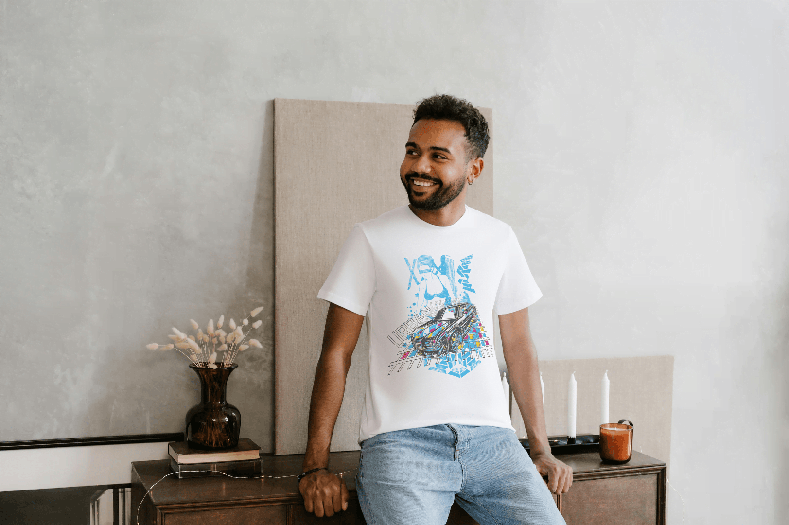 Cyberpunk Dynamic Car: Futuristic Graphic Tee - Essentia Attire