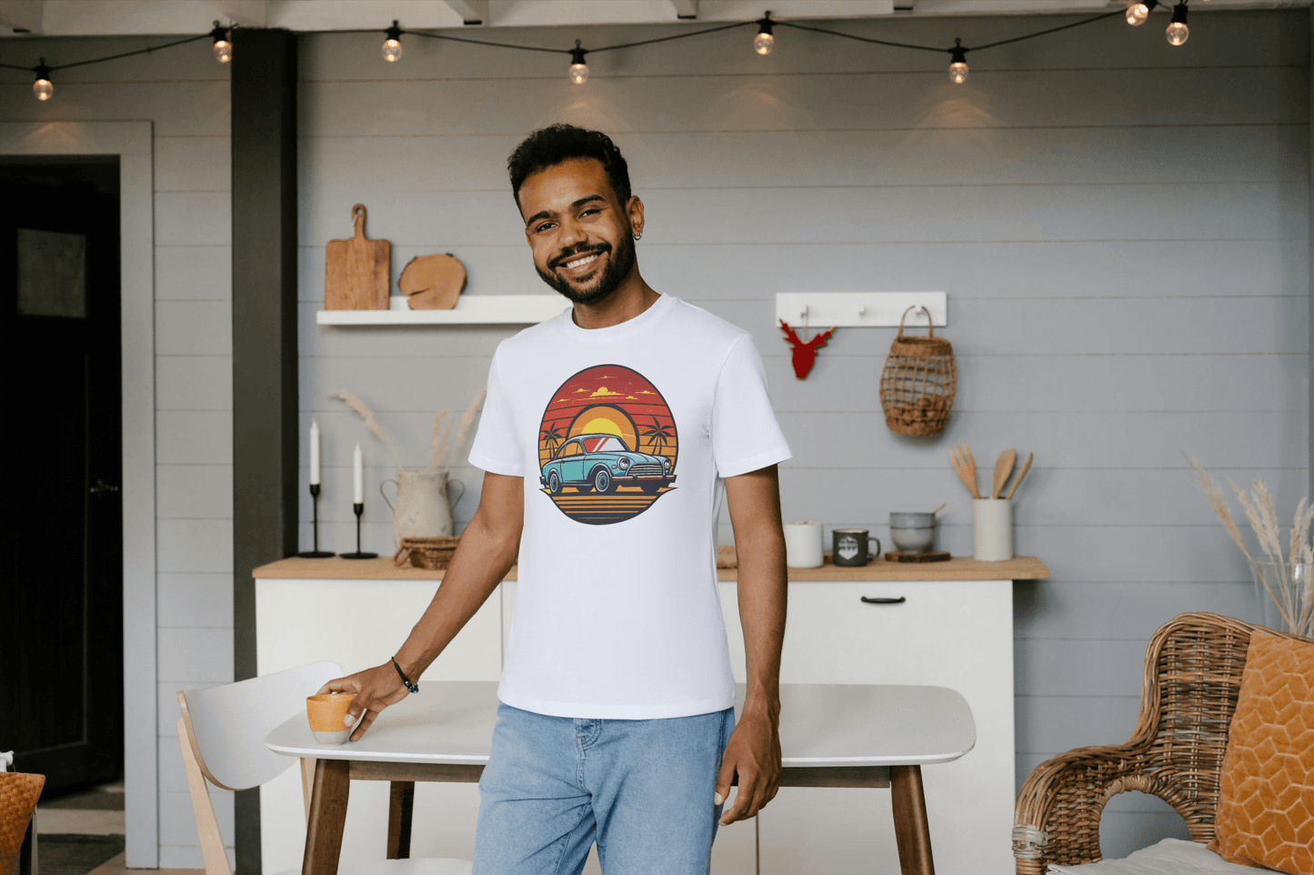 Sunset Classic Car: Vintage Beach Cruiser - Essentia Attire