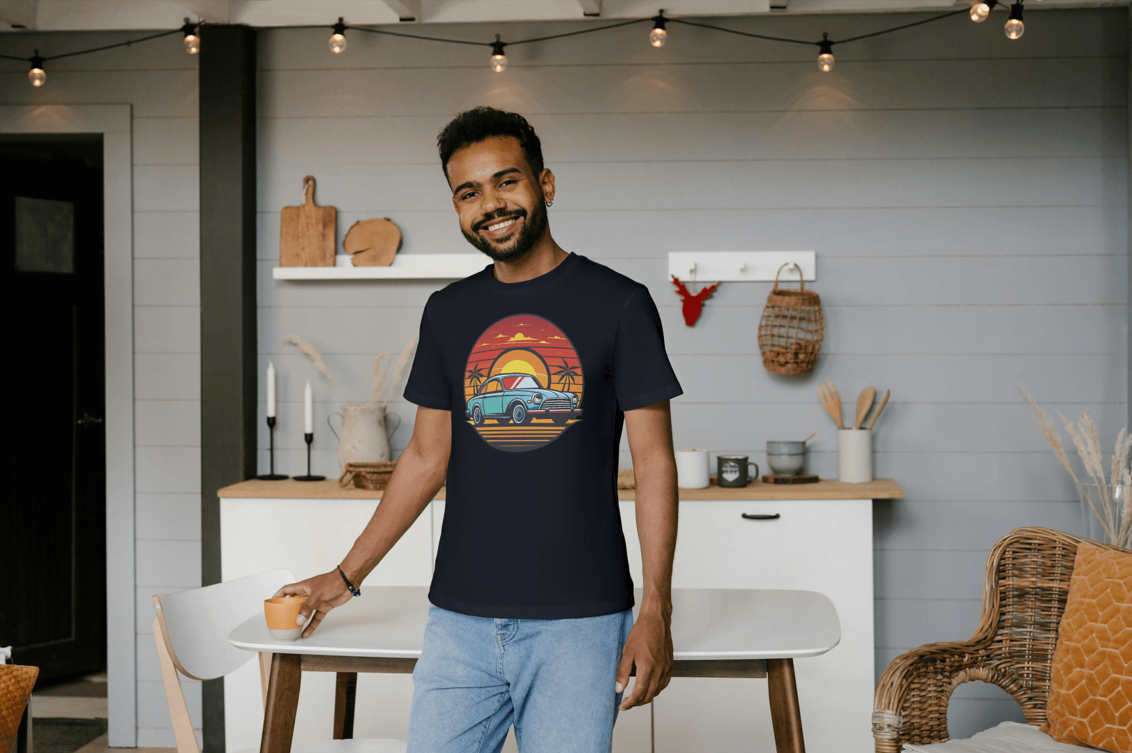 Sunset Classic Car: Vintage Beach Cruiser - Essentia Attire