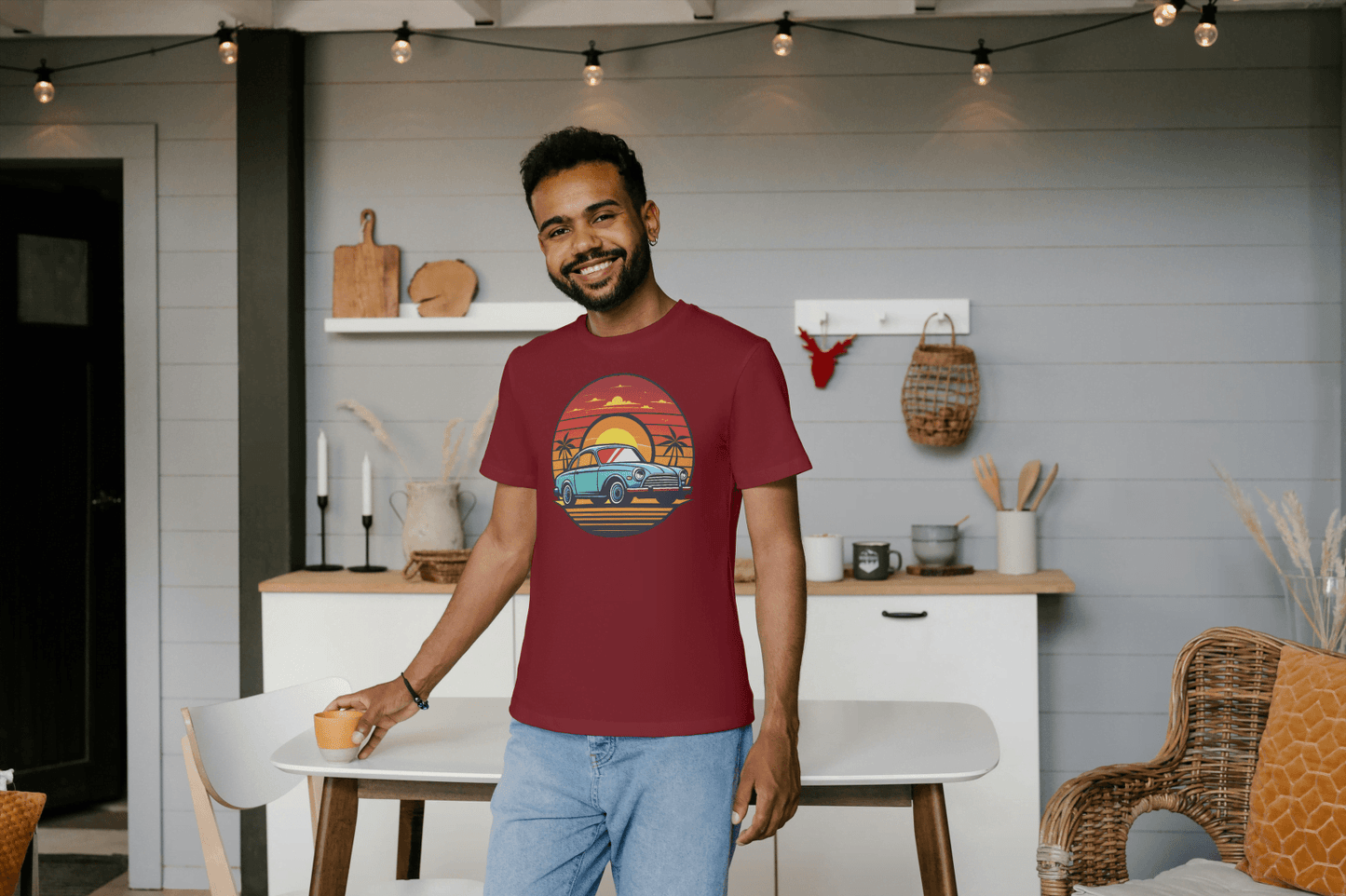 Sunset Classic Car: Vintage Beach Cruiser - Essentia Attire