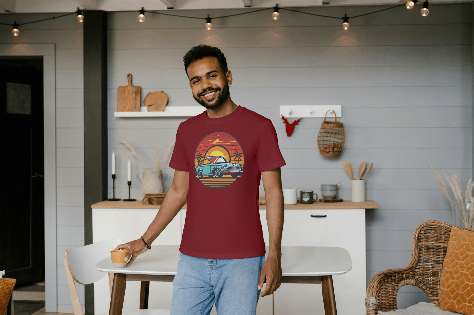 Sunset Classic Car: Vintage Beach Cruiser - Essentia Attire