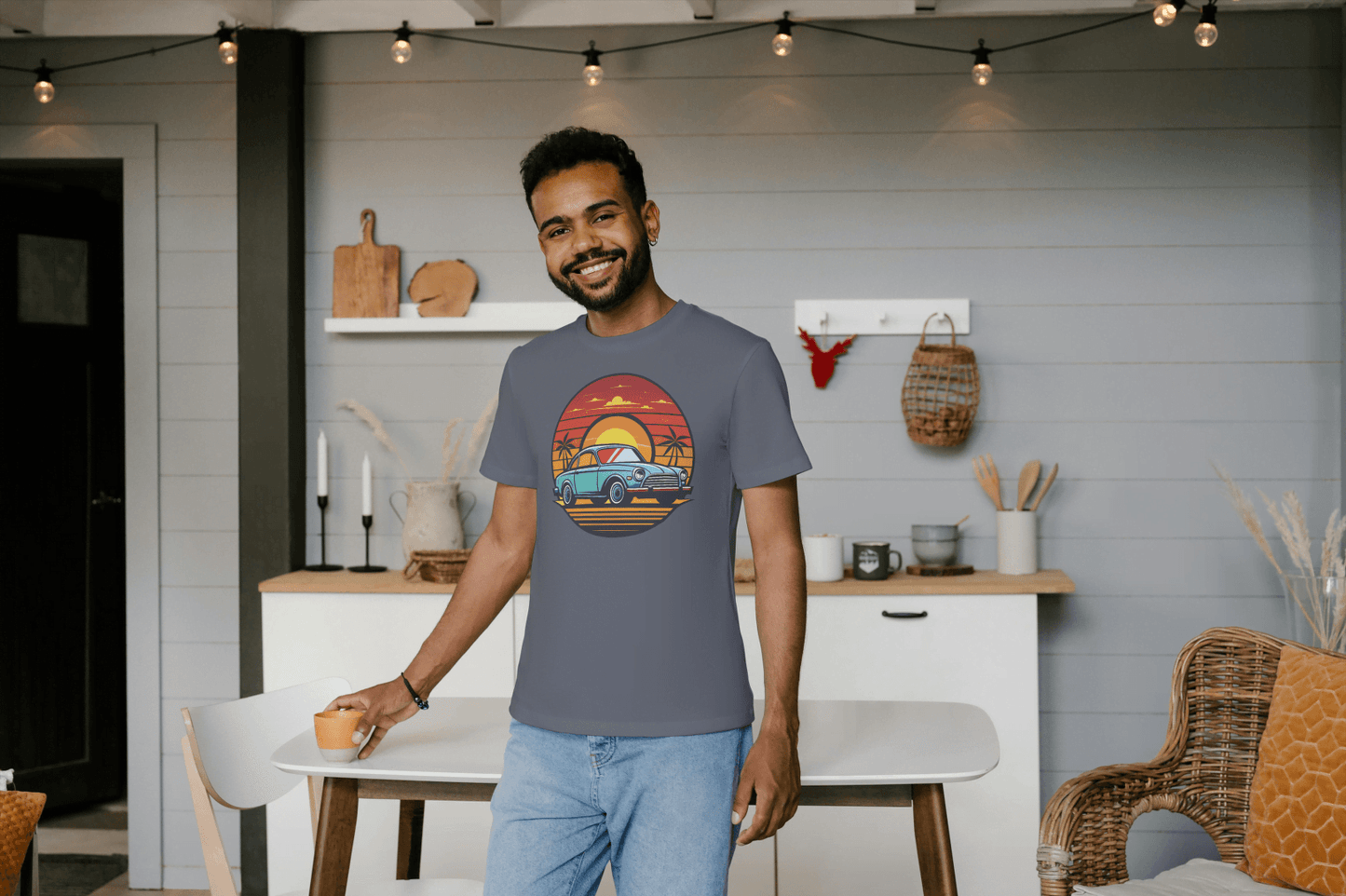 Sunset Classic Car: Vintage Beach Cruiser - Essentia Attire