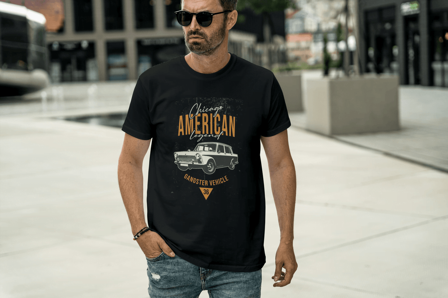 Chicago American Legend: Vintage Gangster Vehicle Tee - Essentia Attire