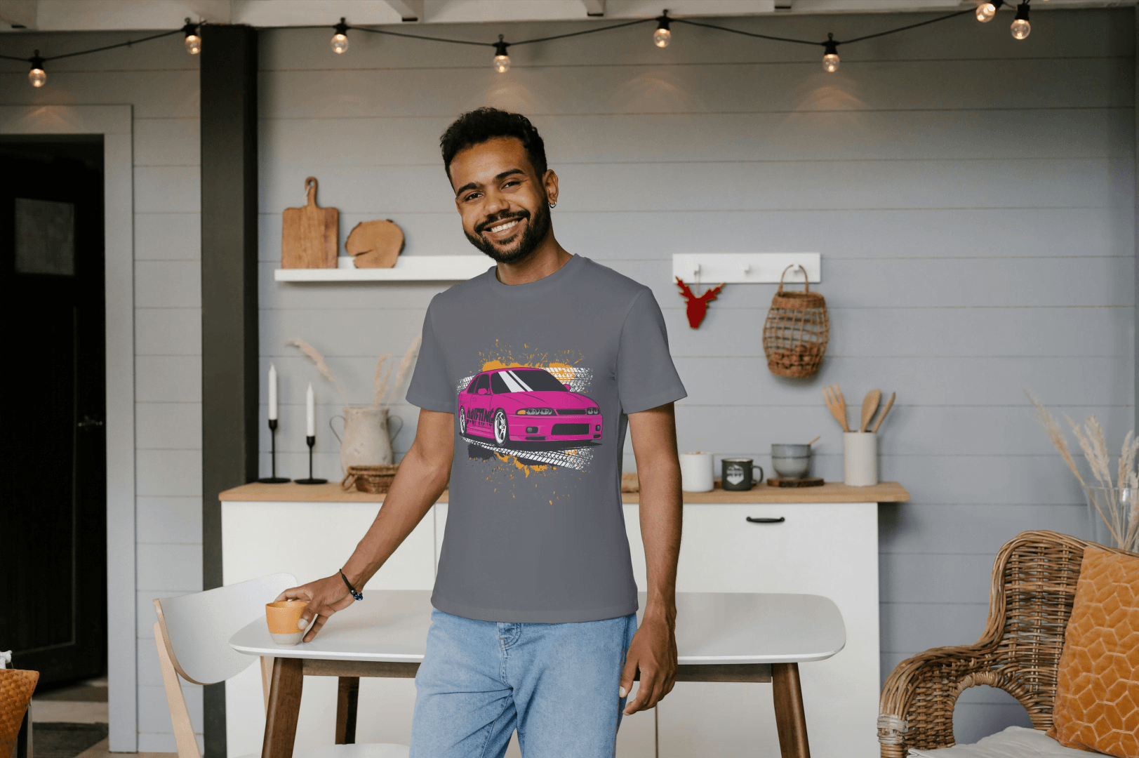 Pink Drift Car: Automotive Action Tee - Essentia Attire