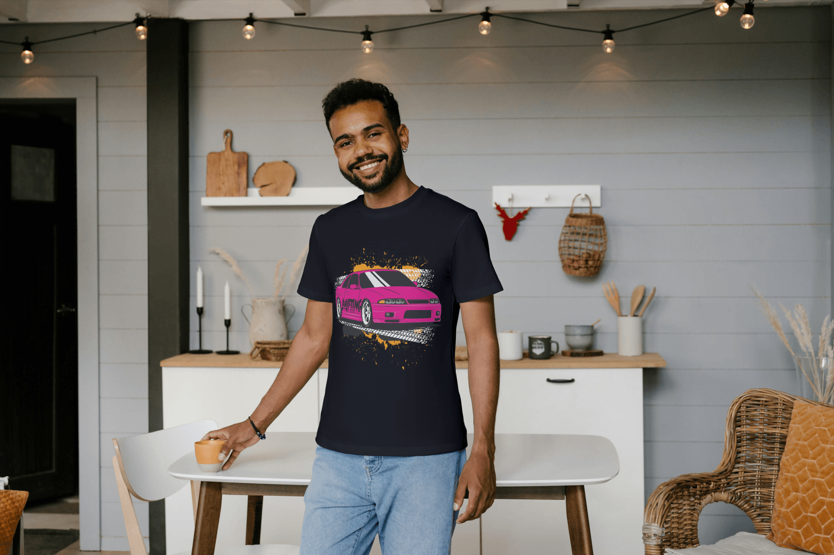 Pink Drift Car: Automotive Action Tee - Essentia Attire